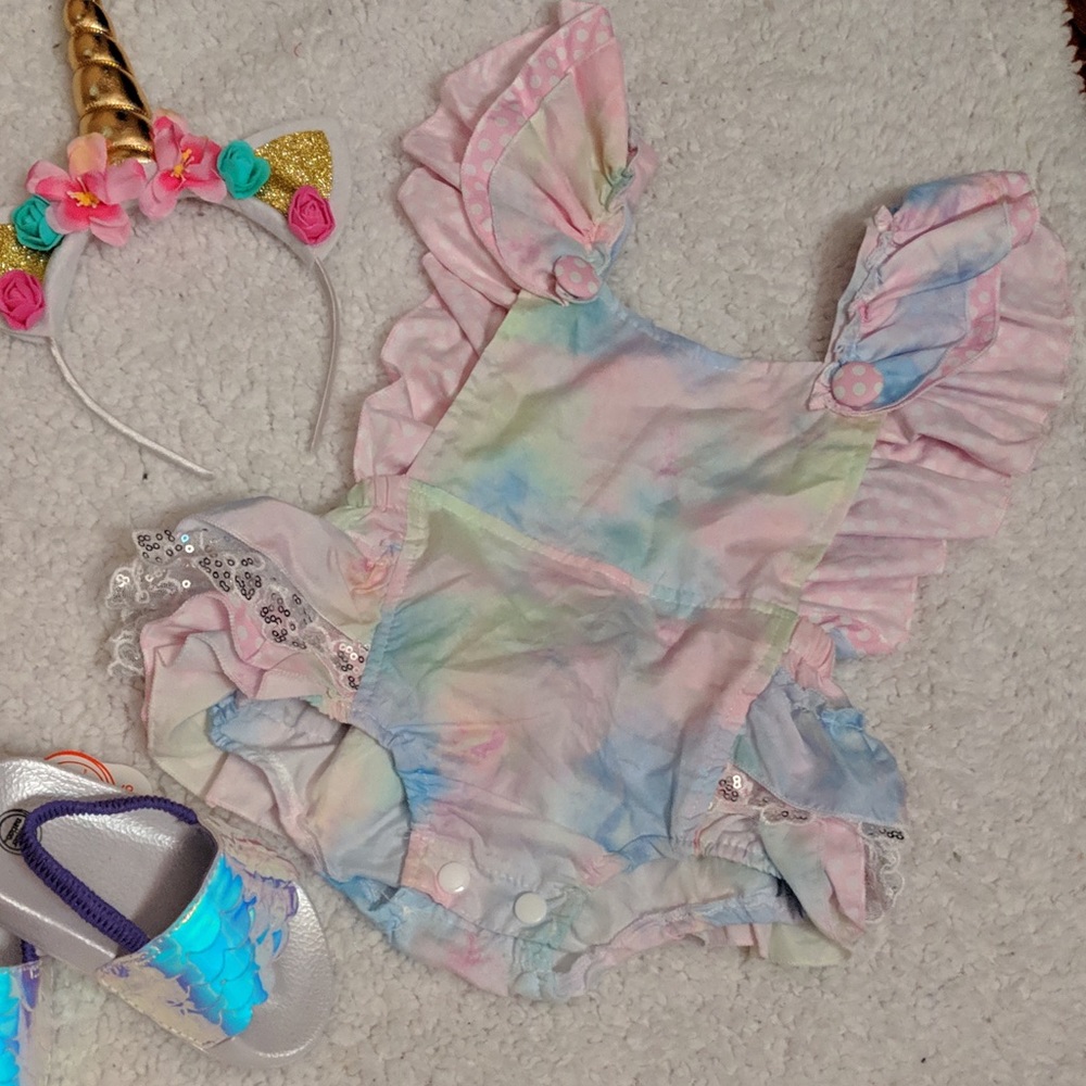 Baby candy unicorn party dress and photoshop
